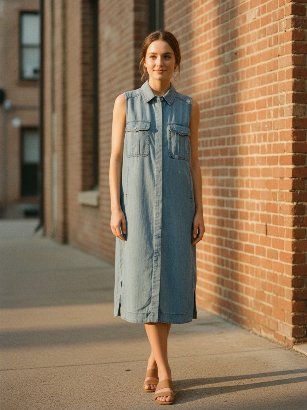 NWOT TRINA TURK Sleeveless Denim Midi Shirtdress
Size Medium